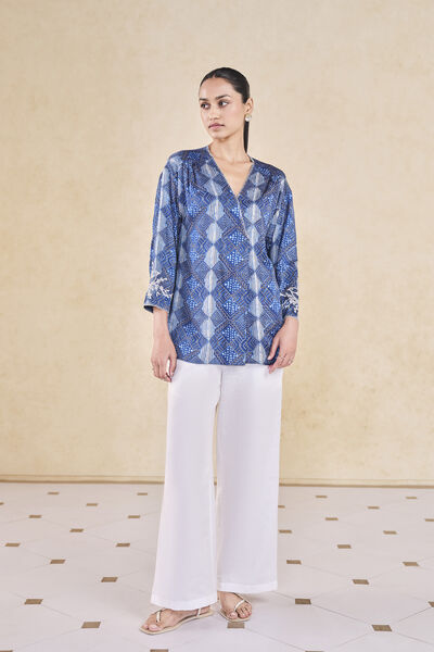 Landscape Handcrafted Dabu Top - Blue